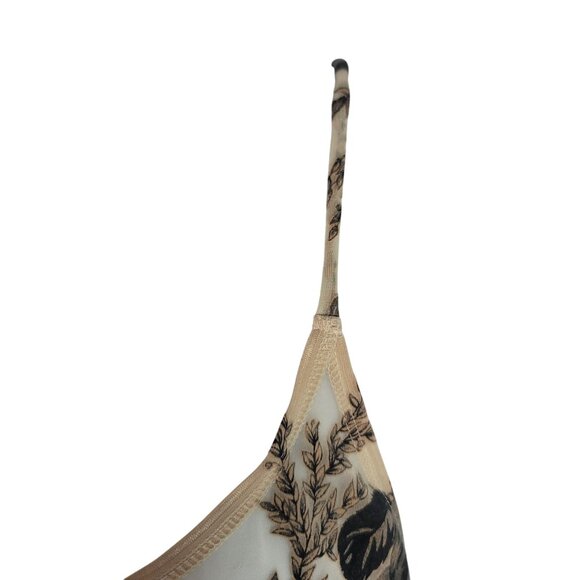 Victoria's Secret Floral Chemise Gray Sheer Large Strap Scoop Vintage USA 1999 - Picture 4 of 7